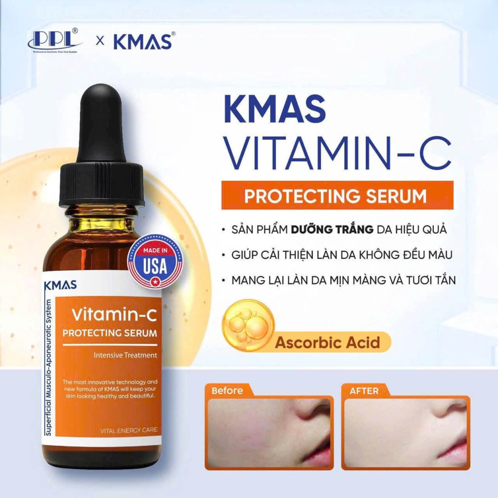 Sản phẩm Vitamin C Kmas chăm sóc da, làm sáng, mờ thâm nám và chống lão hóa hiệu quả.